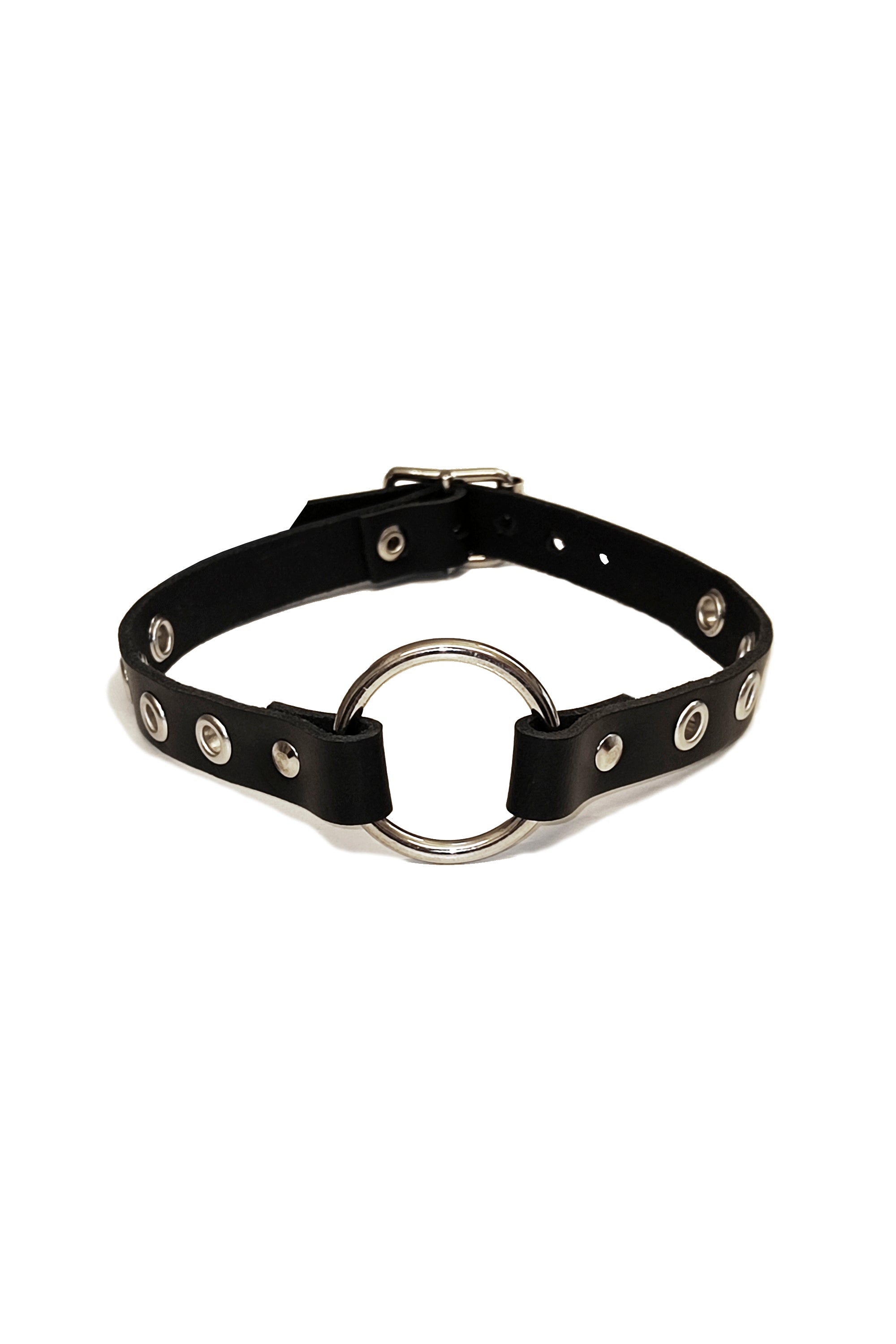 Ring Leather Choker [Black]