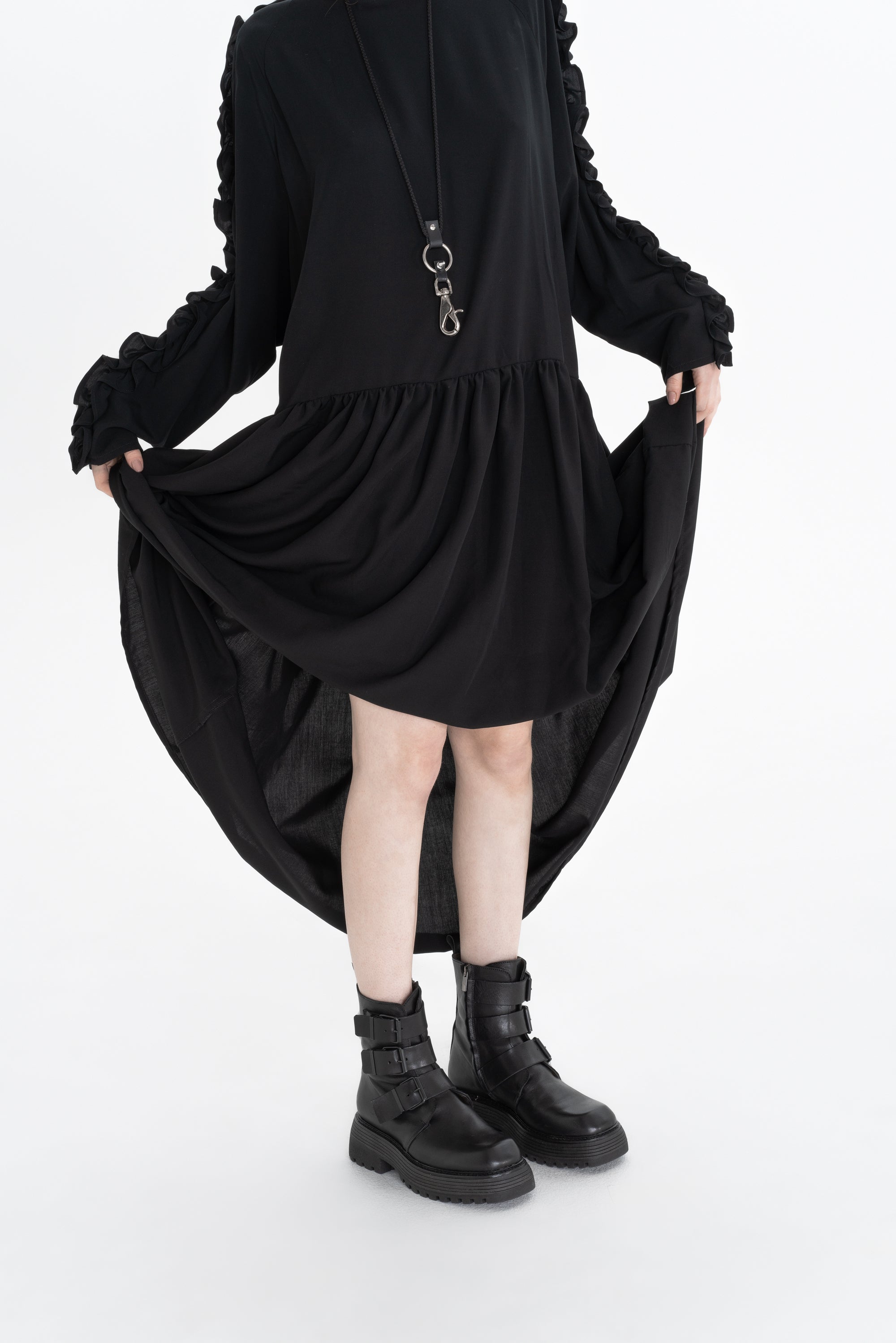 RUFFLE DRESS_black