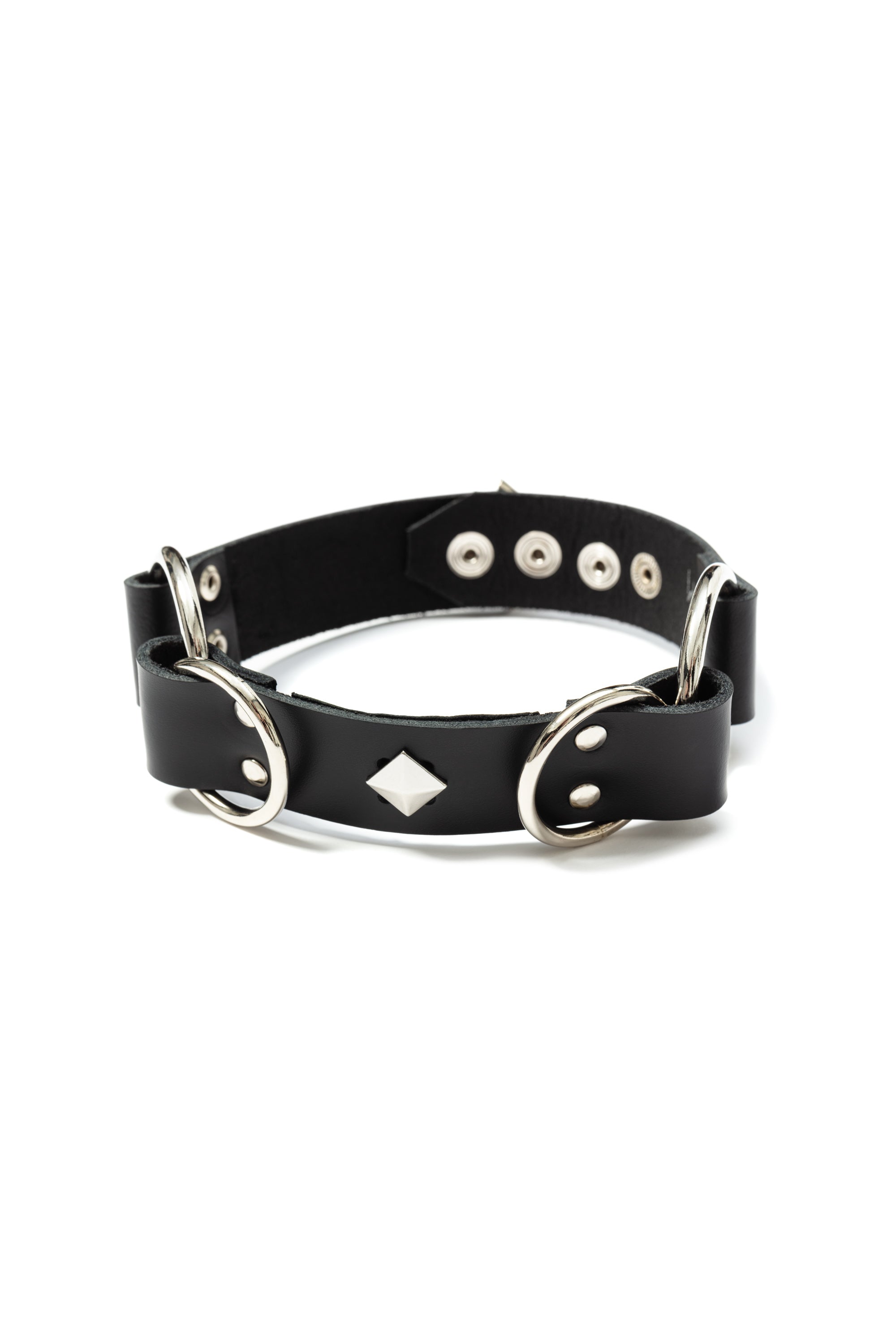 Loop Leather Choker [black-silver]